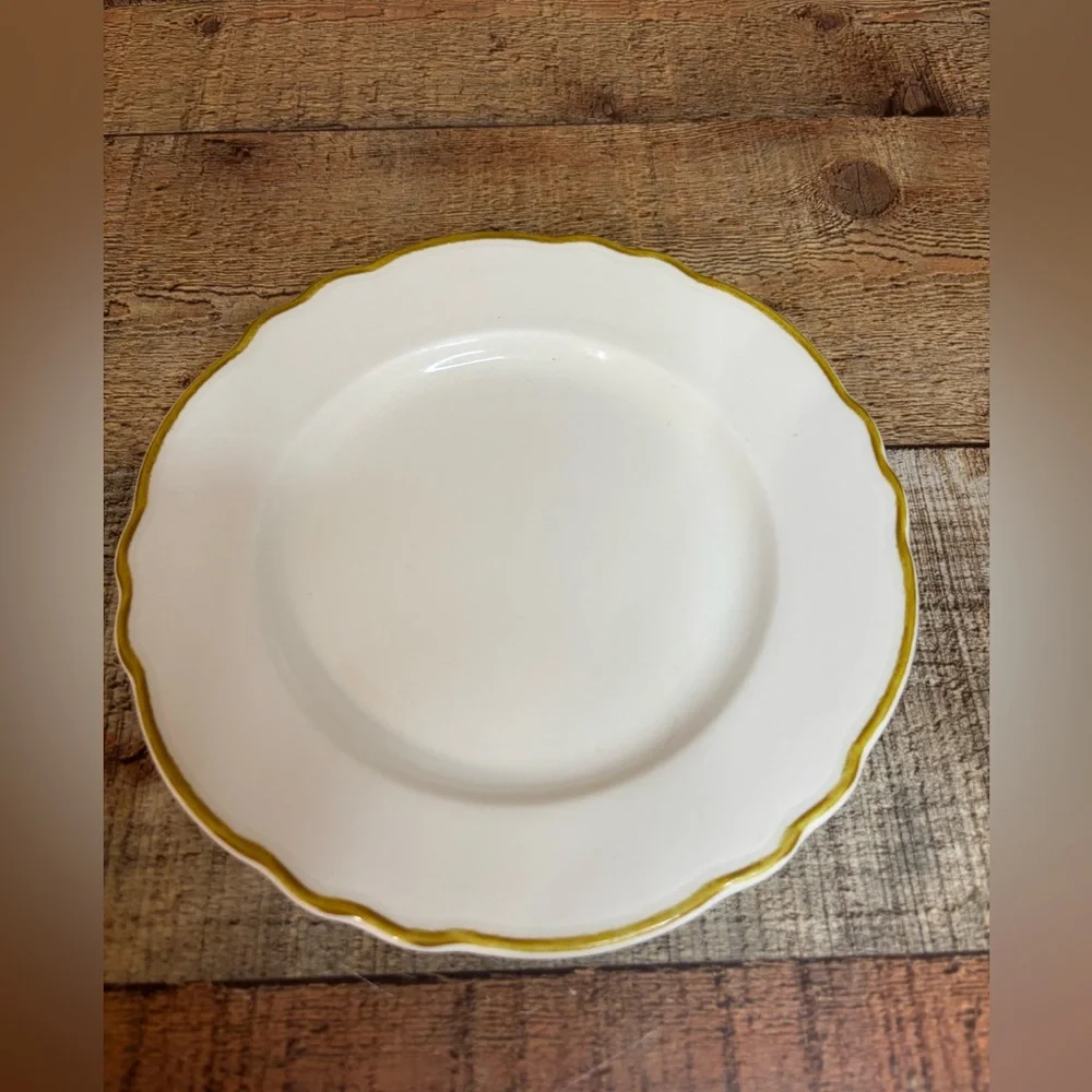 2 Homer Laughlin HLC China Styleline Gold Trim Scalloped Bread Butter Plate 7